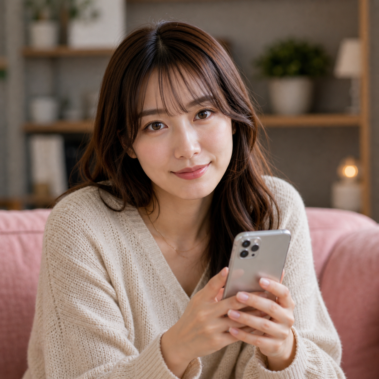 スマートフォンで初めて推し候補を探す女の子