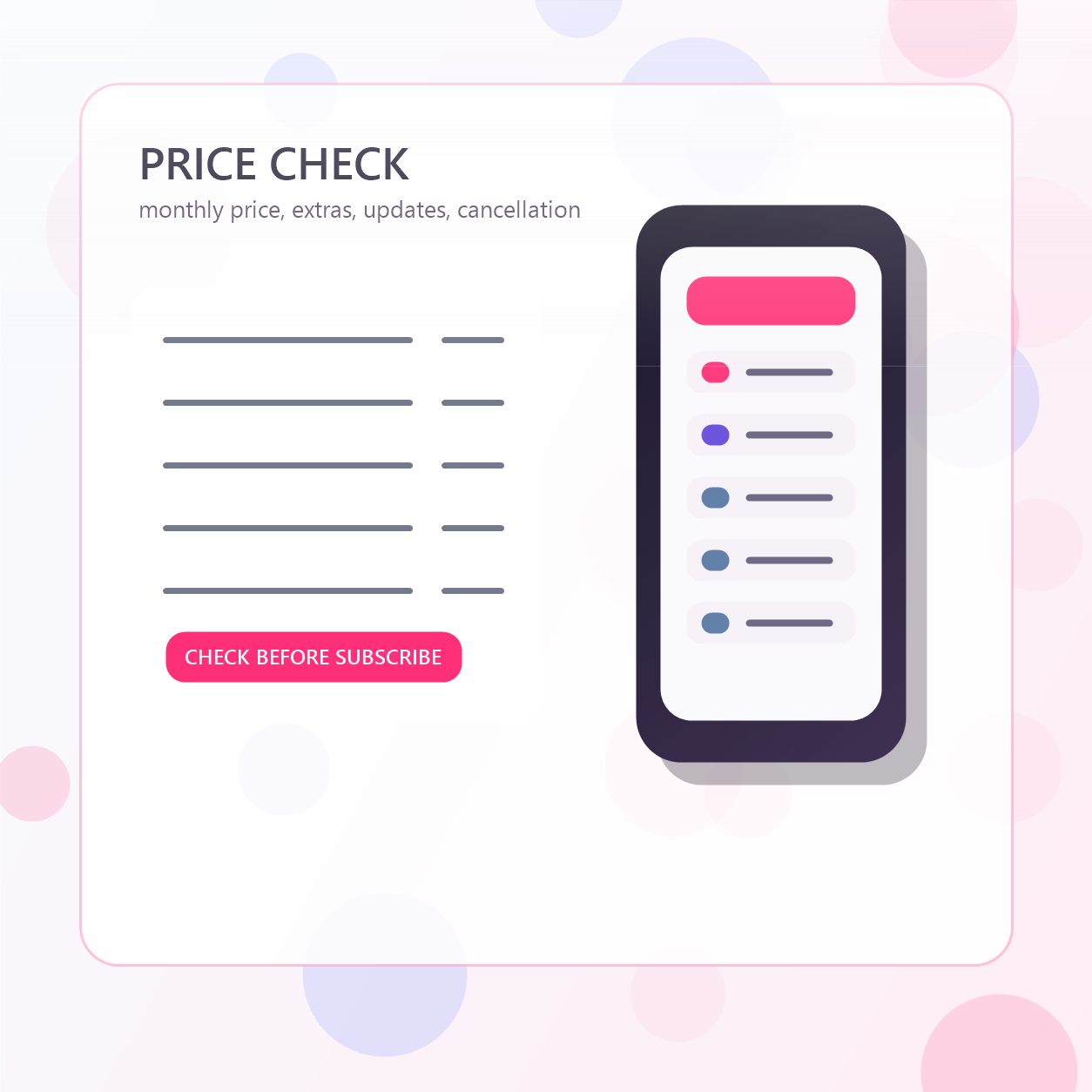 Pricing and cancellation checklist illustration